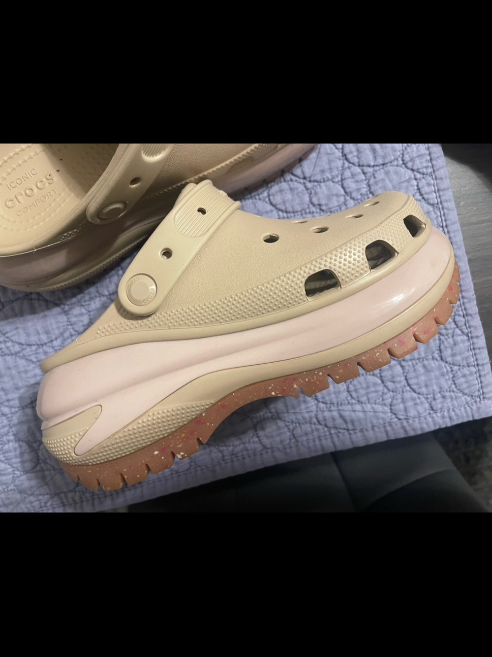 CROCS Women’s Beige and Pale Pink Platform Clog